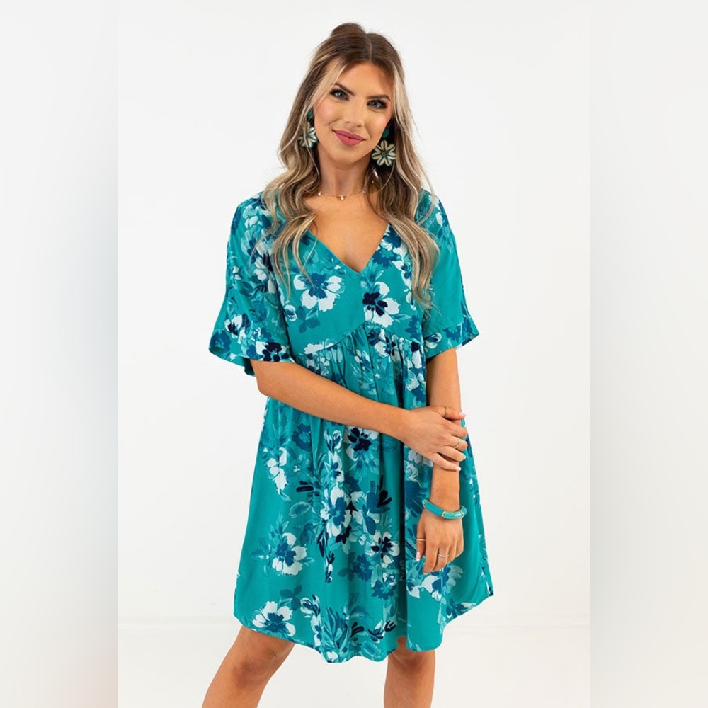 Impressions TRY TO RESIST BABYDOLL DRESS IN TURQUOISE size 2x